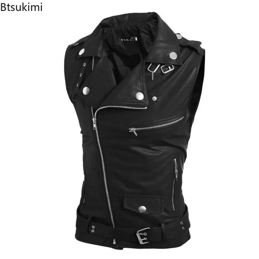 2026 Men's Casual PU Leather V - Motorcycle Gear Vest review and price
