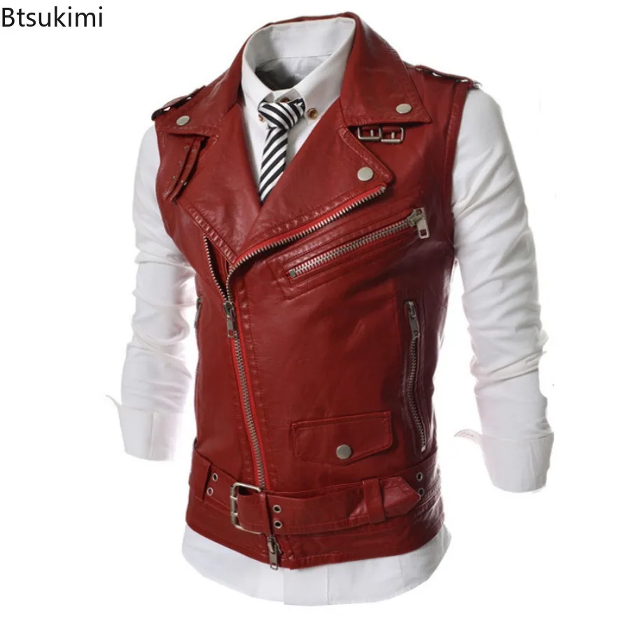 2026 Men's Casual PU Leather V - Motorcycle Gear Vest review and price